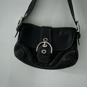 Coach Black Leather SoHo Bag, Coach Vintage Shoulder Bag, Coach Bag With Charm